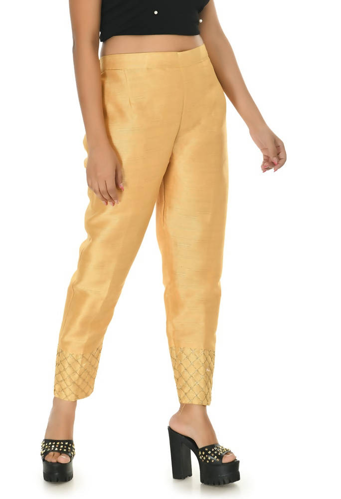 Mominos Fashion Moeza Silk Golden Color Pant