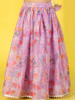 Thumbnail for Lil Drama Girls Ghaghra Choli Set - Purple - Distacart