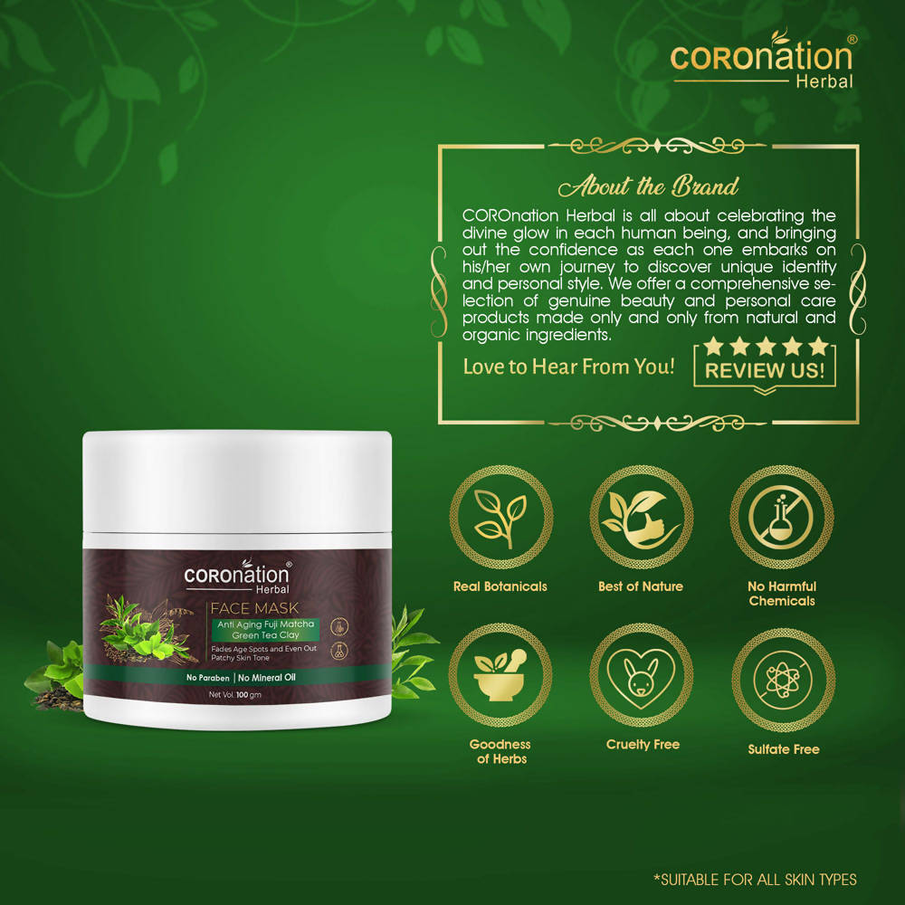 Coronation Herbal Anti Aging Fuji Matcha Green Tea Clay Face Mask - Distacart