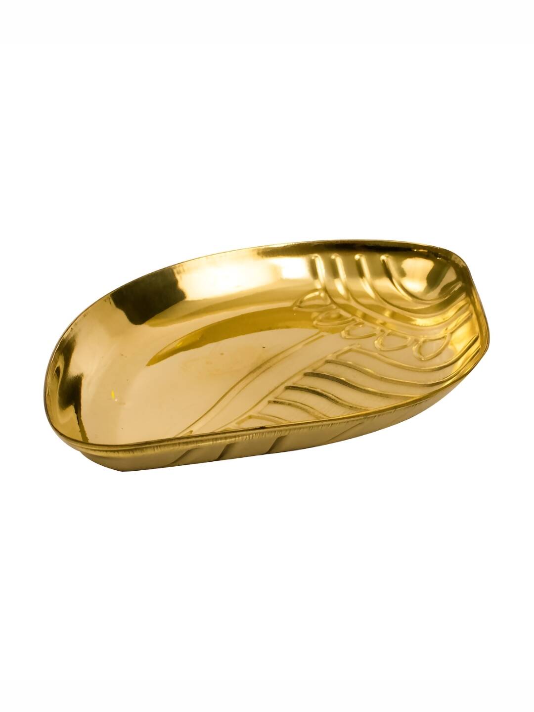 Spillbox Gold-Toned Brass Textured Sangu Thali Pooja Essential - Distacart