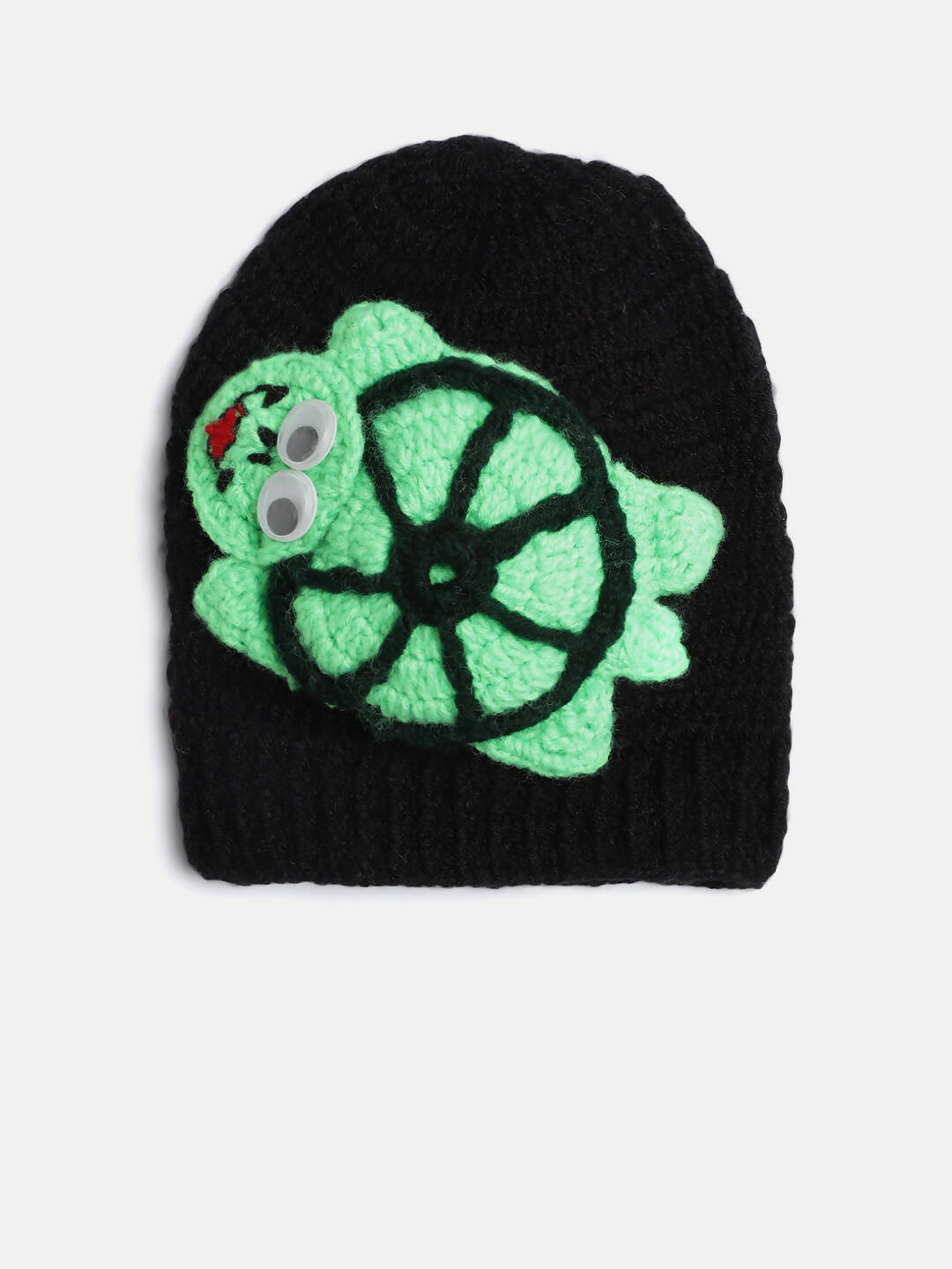 Chutput Kids Woollen Hand Knitted Monster Face Detail Cap - Black - Distacart