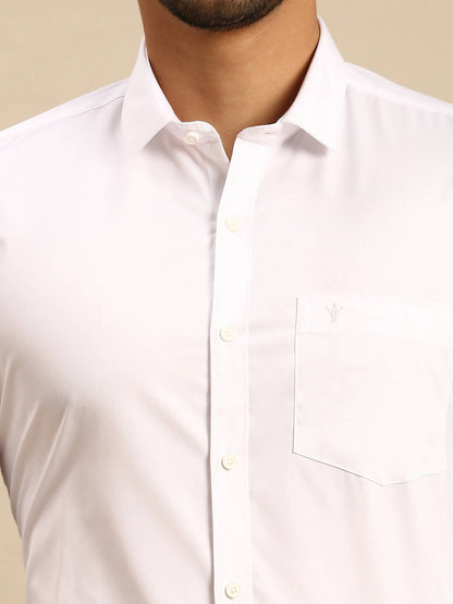 Ramraj Cotton Mens Full Sleeve White Shirt Plus Size - 100% Cotton - Distacart