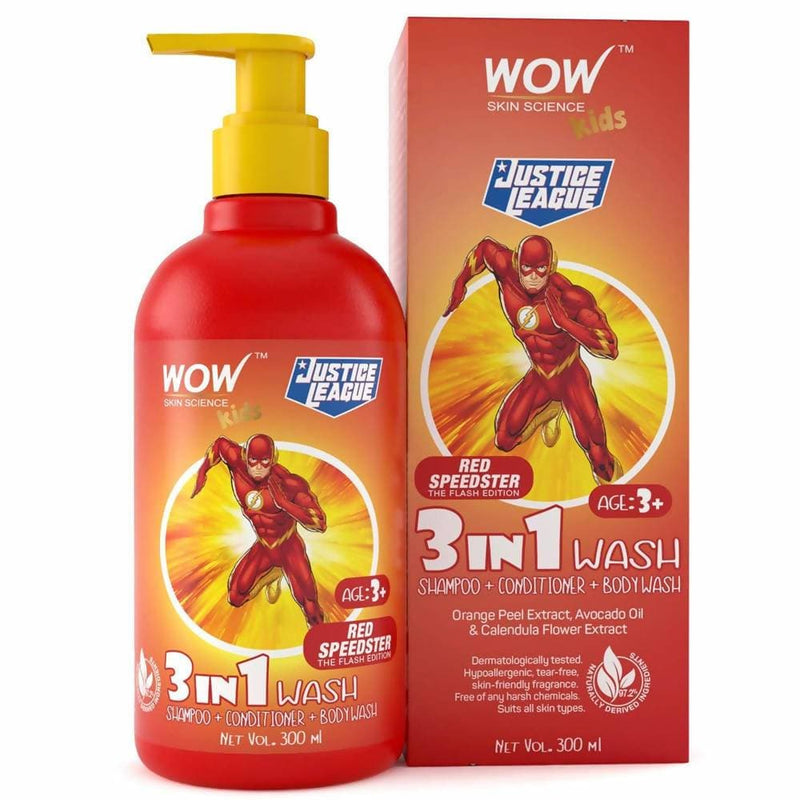 Wow Skin Science Kids 3 in 1 Wash - Red Speedster Flash Edition - Distacart