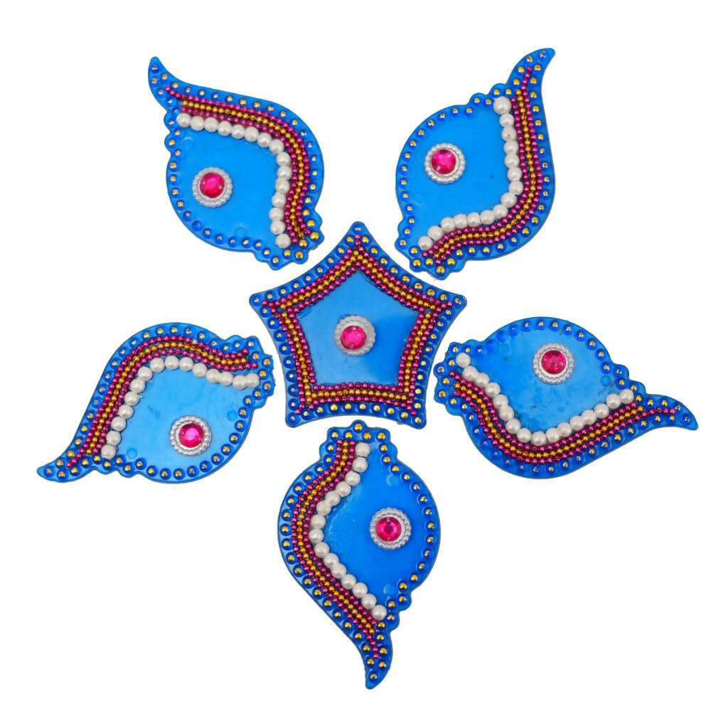 Kundan HandiKrafts Shank Rangoli Blue (Baby) - Distacart