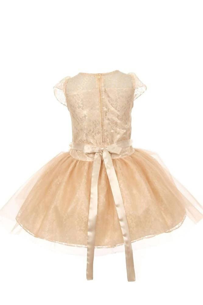 Asmaani Baby Girl's Gold Color Satin A-Line Frock (AS-DRESS_22132) - Distacart