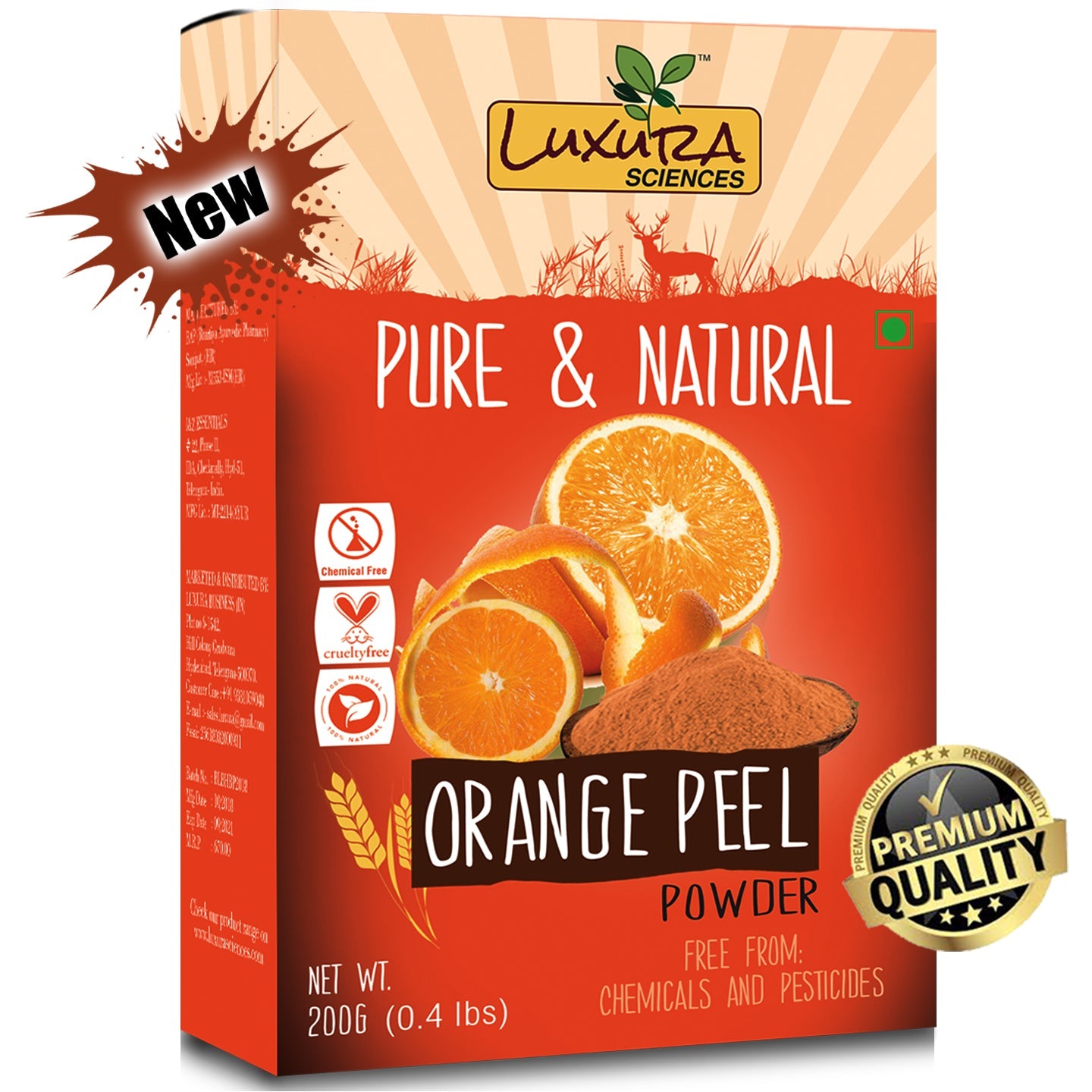 Luxura Sciences Pure Vitamin C Orange Peel Powder For Skin Whitening - Distacart