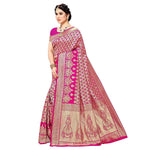 Thumbnail for Vamika Pink Banarasi Jacquard Weaving Saree - Distacart