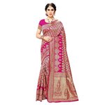 Thumbnail for Vamika Pink Banarasi Jacquard Weaving Saree - Distacart