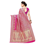 Thumbnail for Vamika Pink Banarasi Jacquard Weaving Saree - Distacart