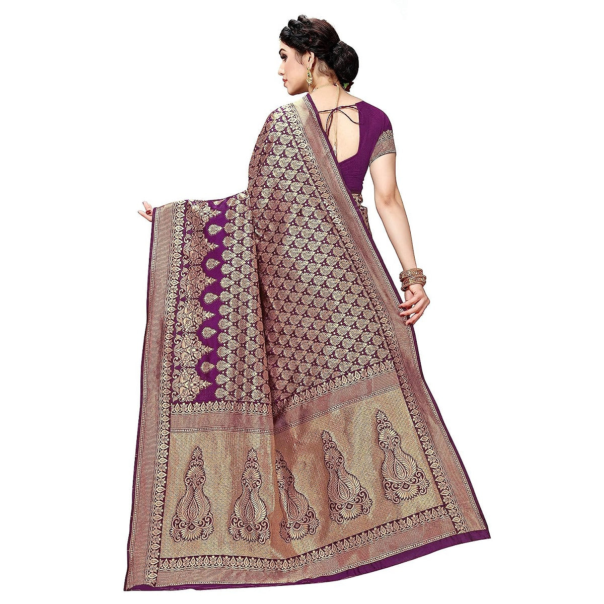 Vamika Purple Banarasi Jacquard Weaving Saree - Distacart