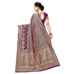 Thumbnail for Vamika Purple Banarasi Jacquard Weaving Saree - Distacart