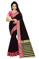 Thumbnail for Vamika Black Cotton Silk Weaving Saree - Distacart