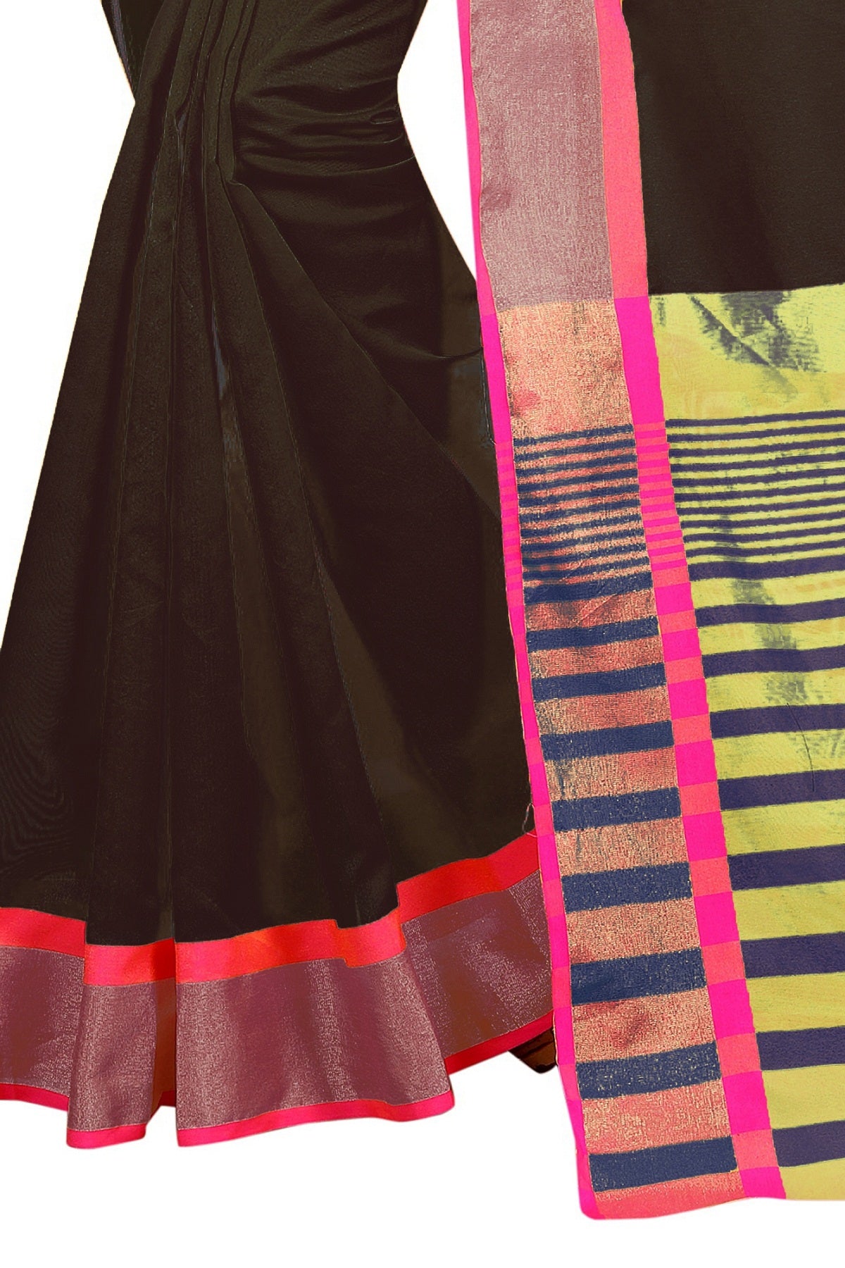 Vamika Black Cotton Silk Weaving Saree - Distacart