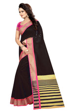 Thumbnail for Vamika Black Cotton Silk Weaving Saree - Distacart