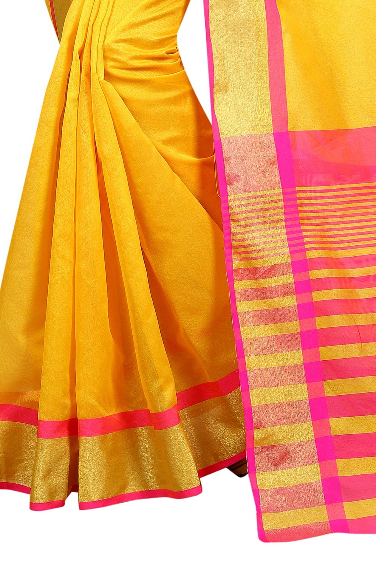 Vamika Yellow Cotton Silk Weaving Saree - Distacart