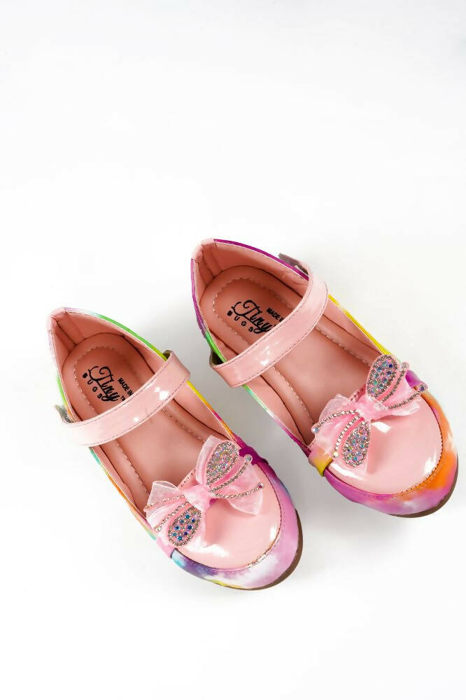 Tiny Bugs Girls Party Wear Velcro Ballerinas - Pink - Distacart