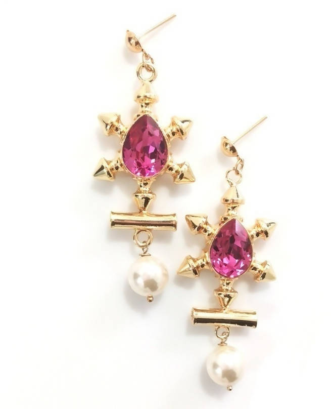 Bling Accessories Swarovski Fuchsia Earrings - Distacart