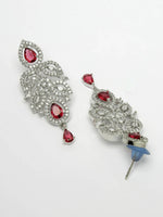Thumbnail for NVR Women Silver Plated & Maroon Cz Stone Handcrafted Jewellery Set - Distacart