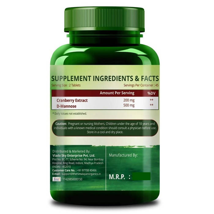 Himalayan Organics D-Mannose + Cranberry 90 Vegetarian Capsules