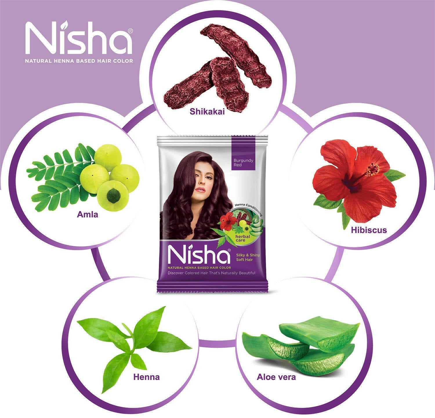 Nisha Natural Henna Based Hair Color Burgundy Red - Distacart
