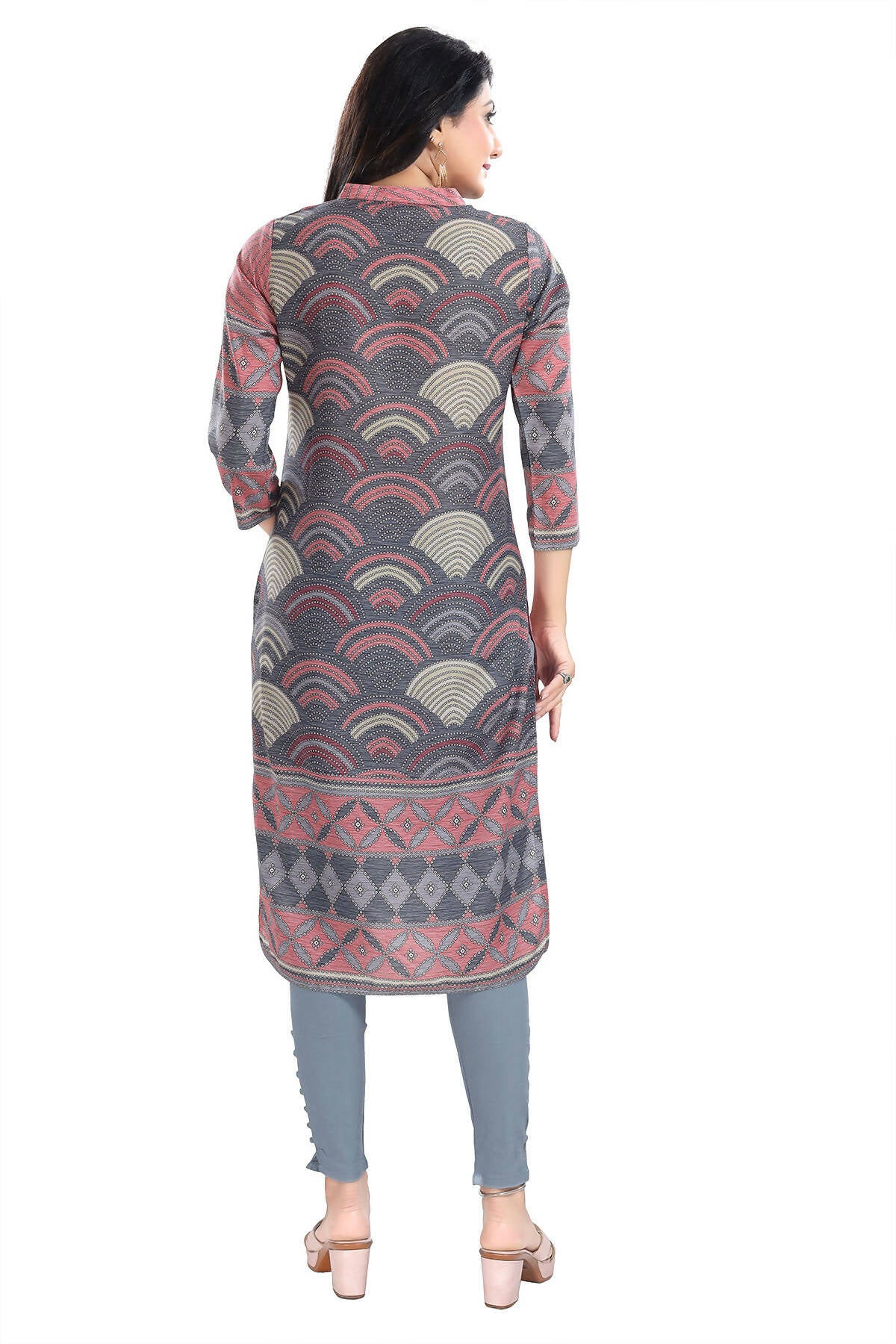 Snehal Creations Cherished Coral Digital Print Masleen Long Kurti Tunic - Distacart
