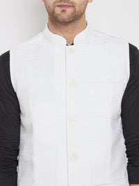 Thumbnail for Even Apparels White Cotton Men Woven Nehru Jacket - Distacart