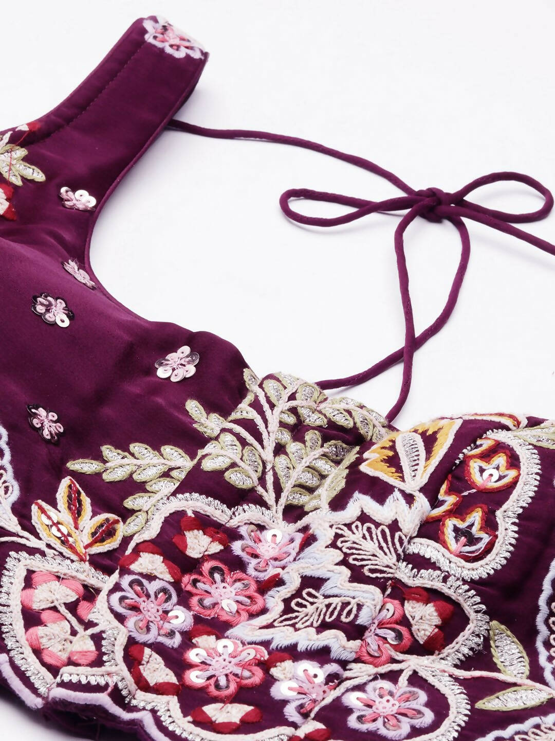 House of Panchhi Burgundy Georgette Sequins and thread embroidery Lehenga choli & Dupatta - Distacart