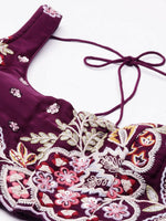 Thumbnail for House of Panchhi Burgundy Georgette Sequins and thread embroidery Lehenga choli & Dupatta - Distacart