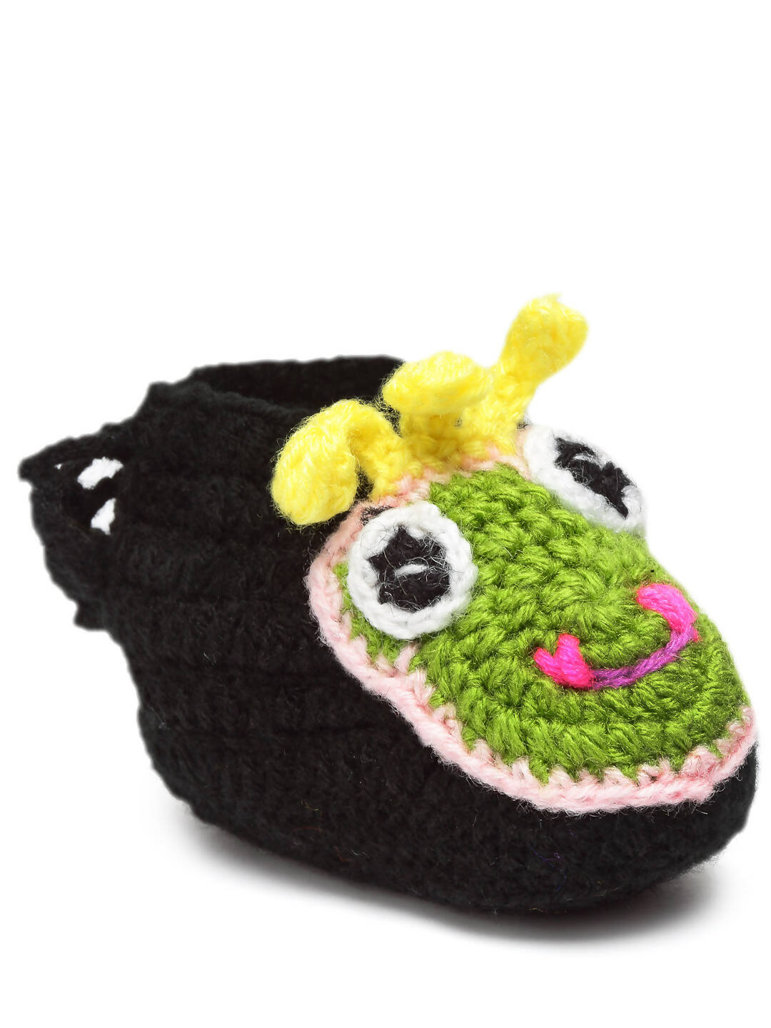 Chutput Kids Woollen Hand Knitted Frog Face Detailed Booties - Black - Distacart