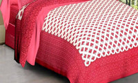 Thumbnail for Vamika Printed Cotton White & Pink Bedsheet With Pillow Covers (LEOC_BRFI_P) - Distacart