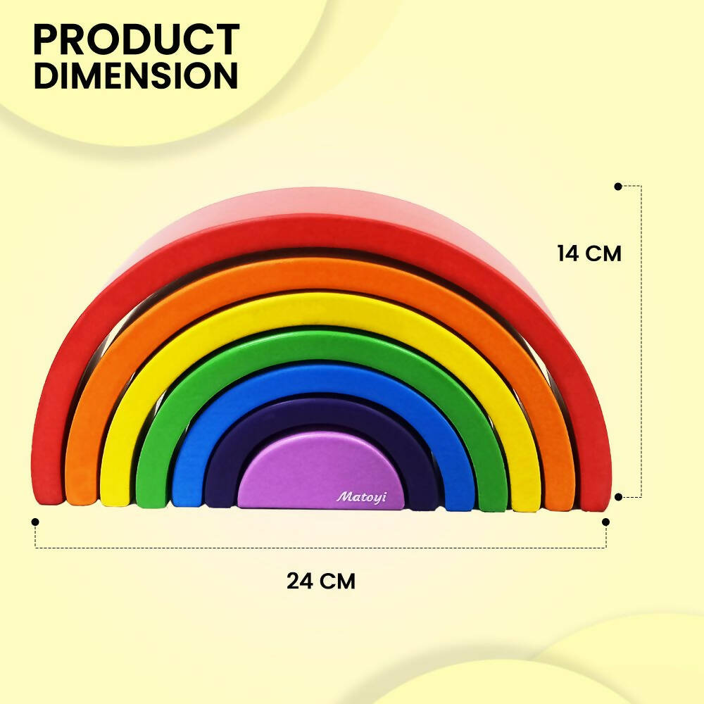 Matoyi Wooden Rainbow Stacker – 7 Piece Colorful Stacker - Distacart
