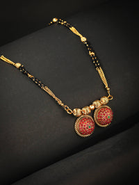 Thumbnail for Priyaasi Women Magenta American Diamond Gold Plated Mangalsutra - Distacart