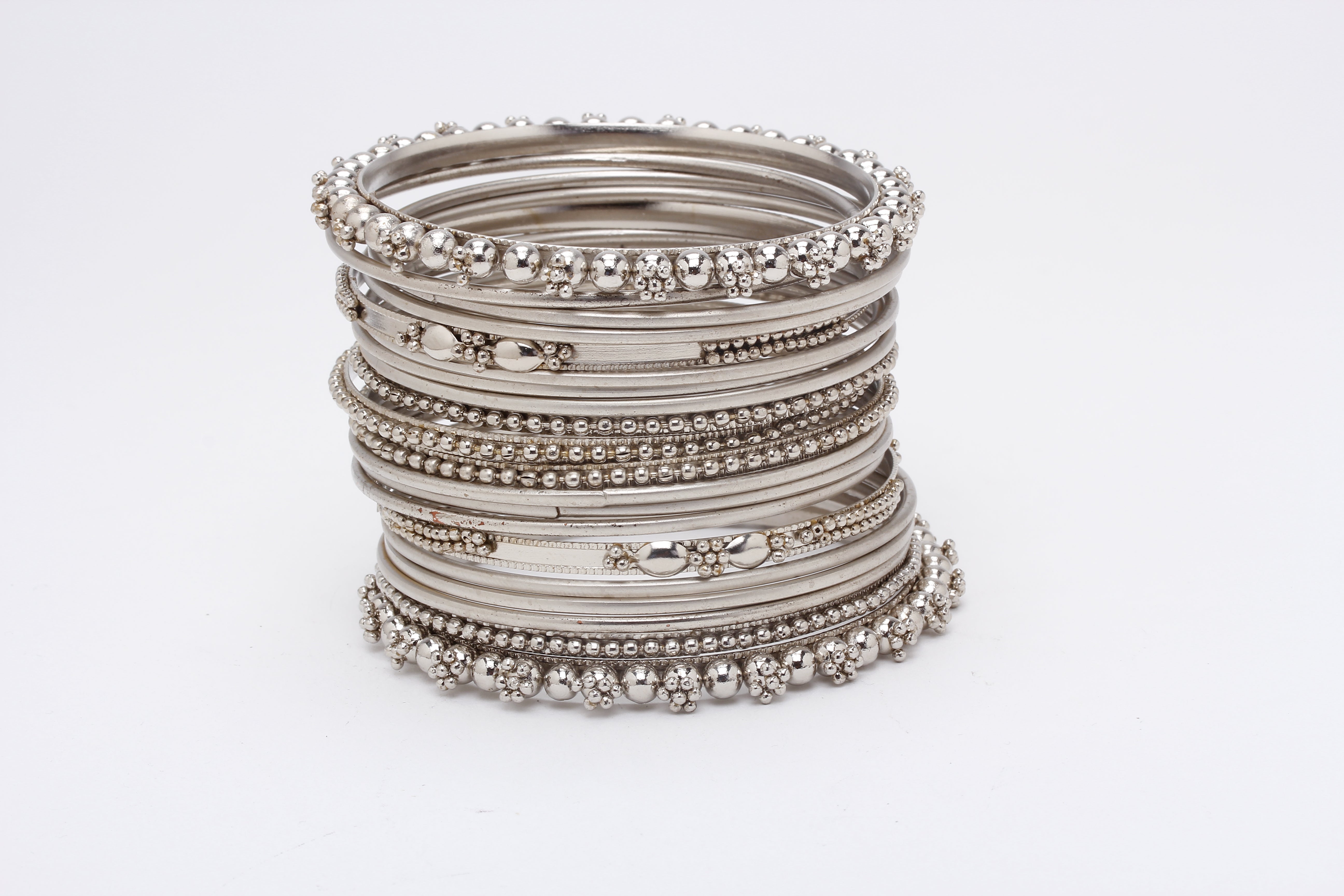 Rhodium-Plated Alloy Silver Trendy Stylish Bangle Set - The Pari - Distacart