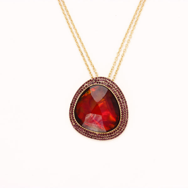 Gold-Plated Alloy Assymetric Stone Studded Pendant Necklace - The Pari - Distacart