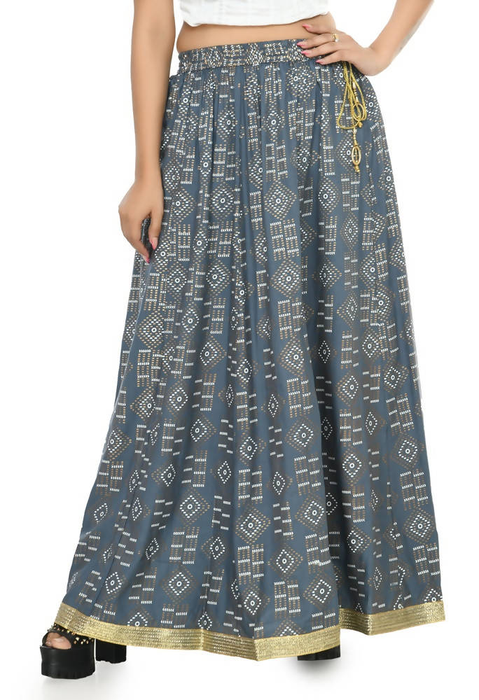 Mominos Fashion Moeza Cotton Grey Printed Lehenga (Lancha)