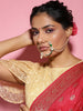 Gold-Plated White Green Kundan-Studded Pearl Beaded Nosepin - Ruby Raang - Distacart