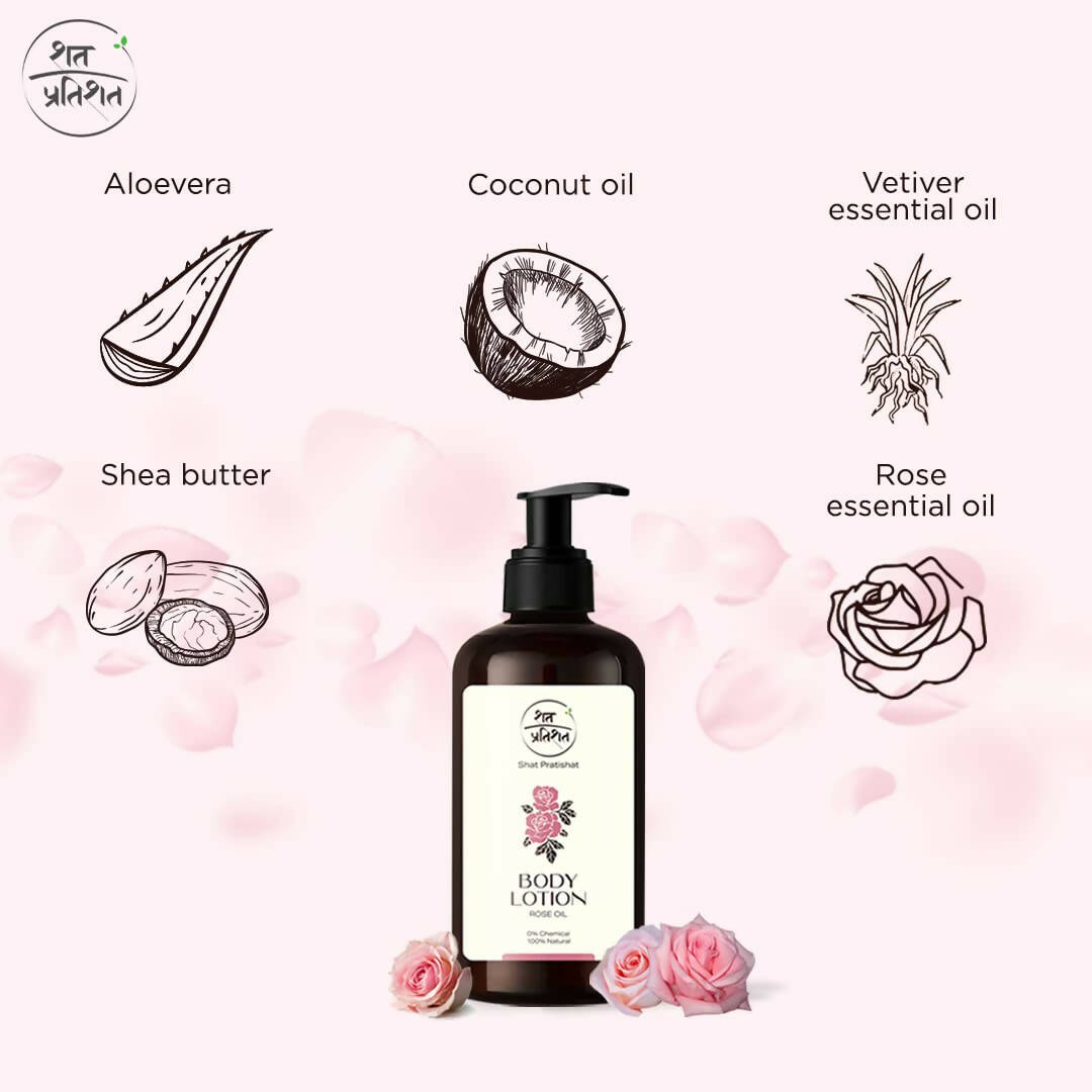 Shat Pratishat Moisturizing Body Lotion - Rose Oil - Distacart