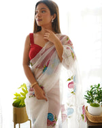 Thumbnail for Vastrasky White Organza Saree - Distacart