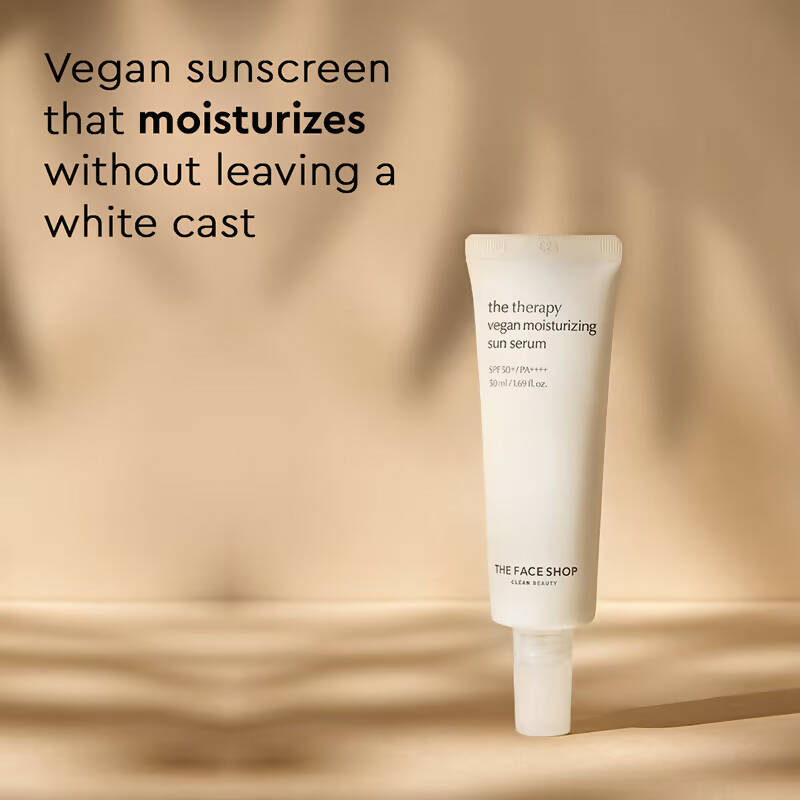 The Face Shop The Therapy Vegan Moisturizing Sun Serum SPF 50+ - Distacart