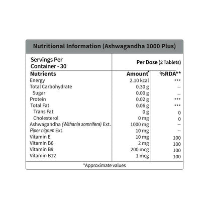 Neuherbs Ashwagandha 1000 Plus Tablets with Vitamins - Distacart
