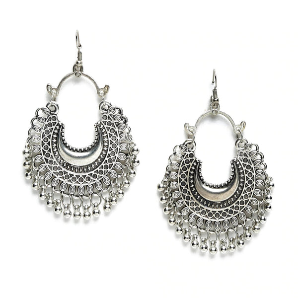 Mominos Fashion Johar Kamal Oxidised Silver-Plated Chandbali Earrings - Distacart