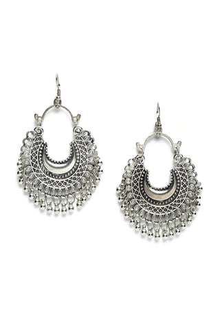 Mominos Fashion Johar Kamal Oxidised Silver-Plated Chandbali Earrings - Distacart