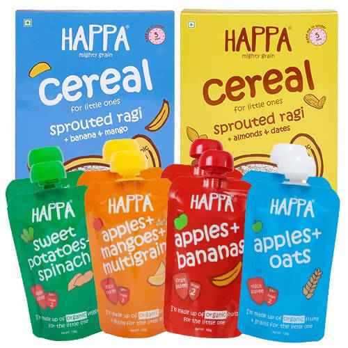 Happa Organic Baby Food, Fruit Puree and Cereal Combo - Distacart