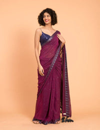 Thumbnail for Suta Purple Grey Woven Design Saree With Tasseled Pallu - Distacart
