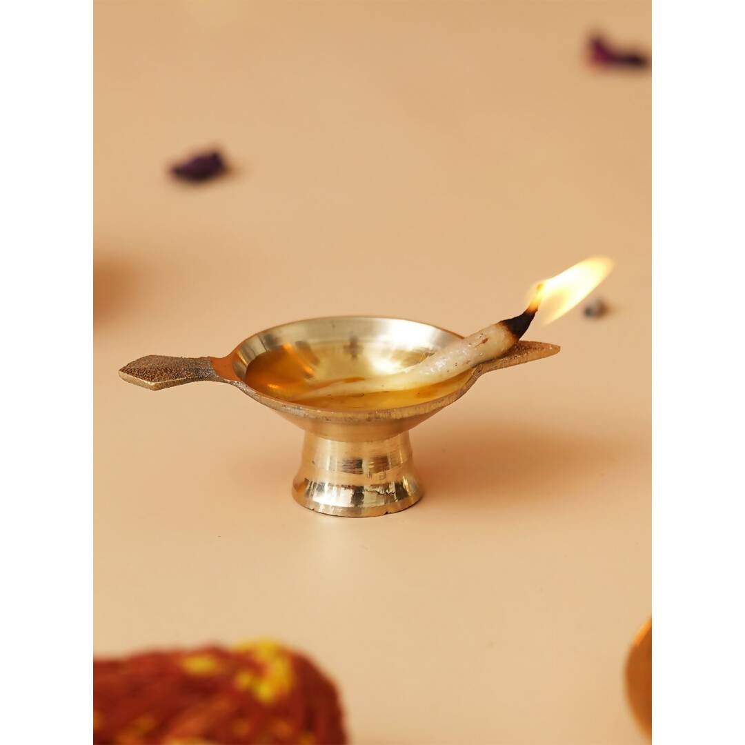eCraftIndia Brass Diya With Stand & Holder - Distacart