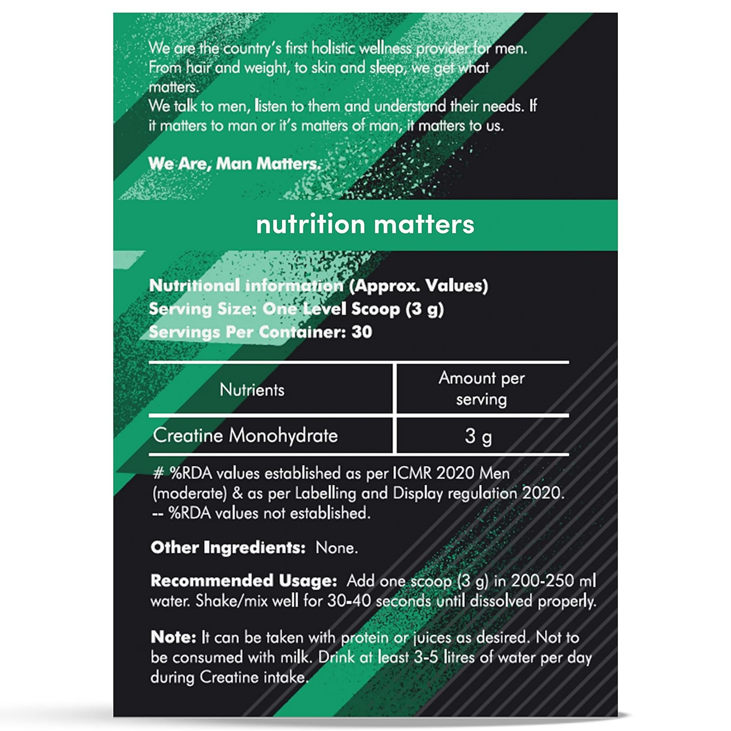 Man Matters Creatine Monohydrate Powder - Distacart
