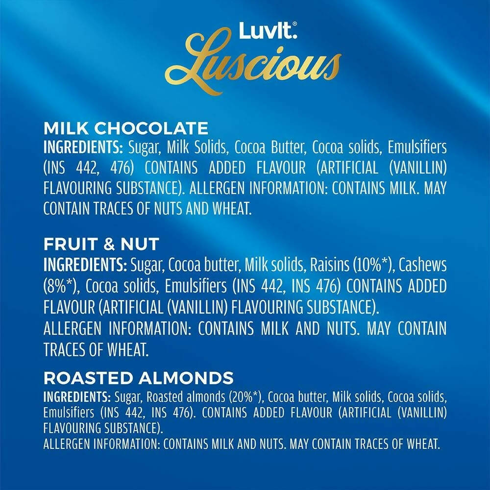 LuvIt Luscious Milk Chocolates Bar Combo - Distacart