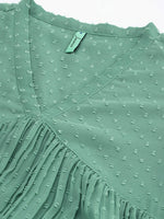 Thumbnail for Janasya Green Solid Dobby Weave Kurta - Distacart