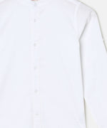 Thumbnail for Manet Boys Mandarin Collar Full Sleeves Melange Shirt - White - Distacart
