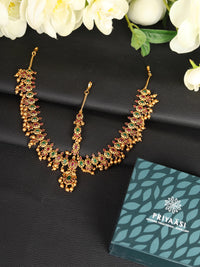 Thumbnail for Priyaasi Women Beads Kemp Stones Gold Plated Matha Pathi - Distacart